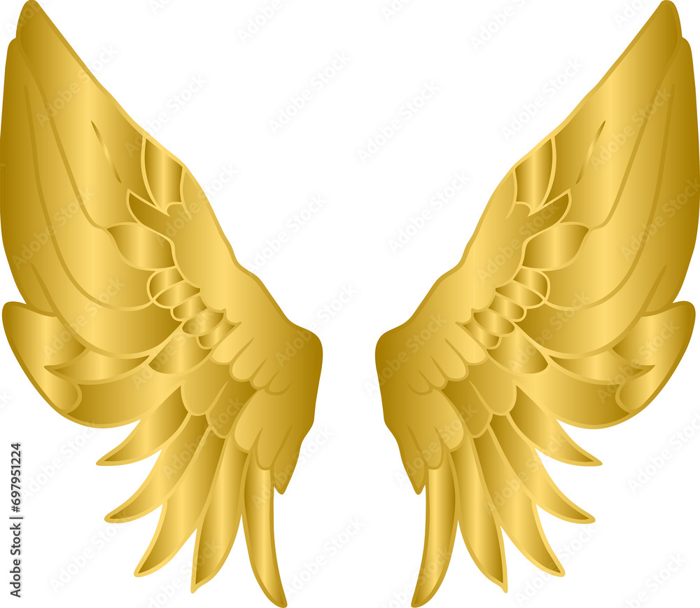 Wall mural golden angel wings, gold wings