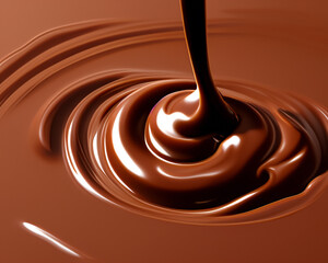 上から注がれる液状のチョコレート　AI画像
