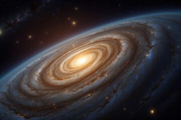 A view from space to a spiral galaxy and stars universe filled with stars nebula and galaxy