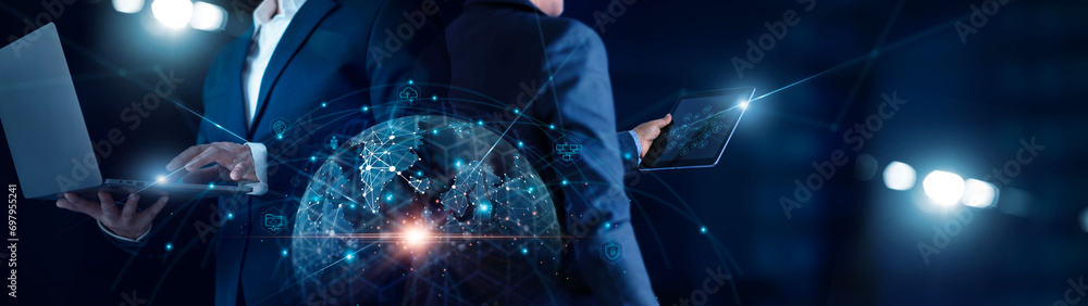 Leinwandbilder digital technology, business network connection, teamwork, partnership and data exchange, investment
