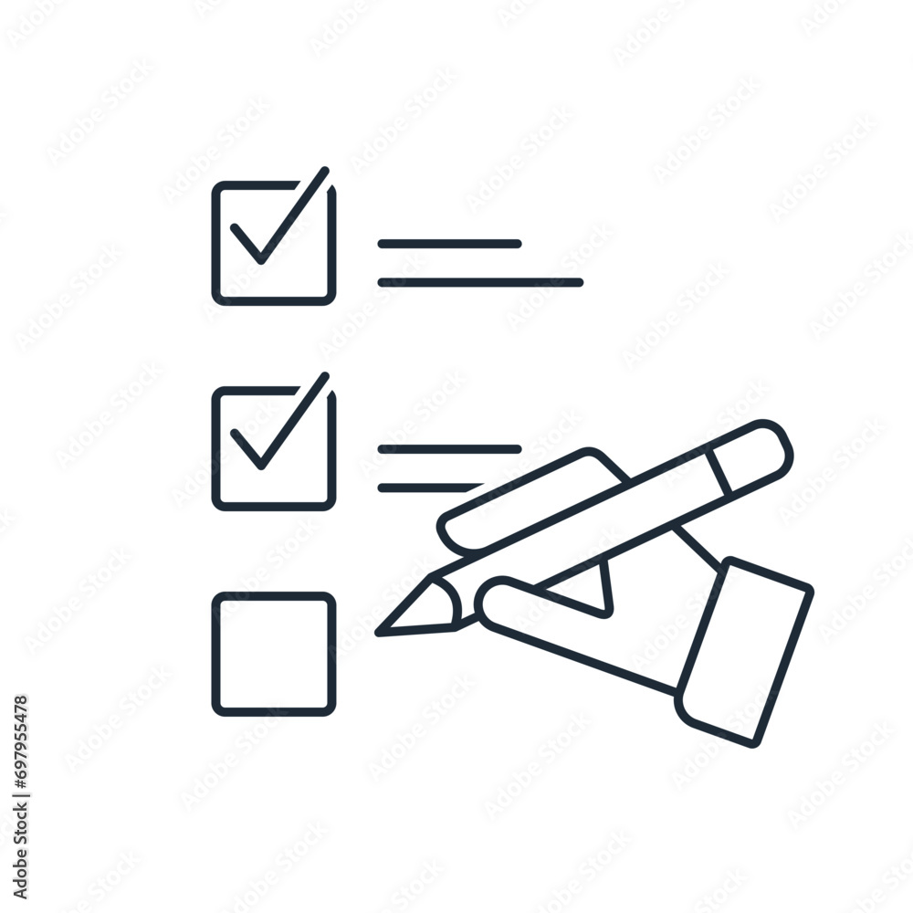 Poster document plan. schedule actions. vector linear icon illustration isolated on white background.