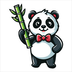 panda with bamboo ,  Panda Mascot logo design