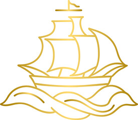 Golden sailing ship