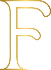 Golden alphabet F, gold alphabet logo design	
