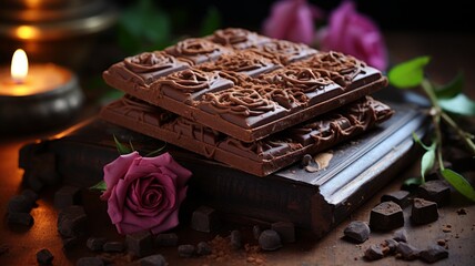 Fototapeta na wymiar Delicious chocolate stacked