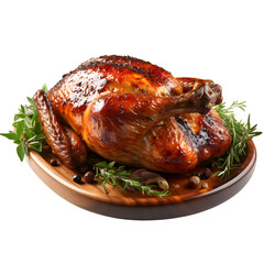 Roasted chicken hip  isolated on transparent background Generative AI	
