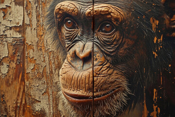 wall painting depicting a monkey - obrazy, fototapety, plakaty