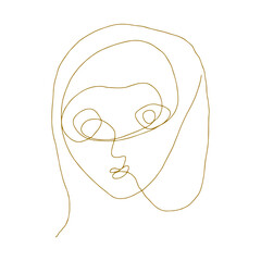 continuous line face abstract art for element, decoration and illustration. line art