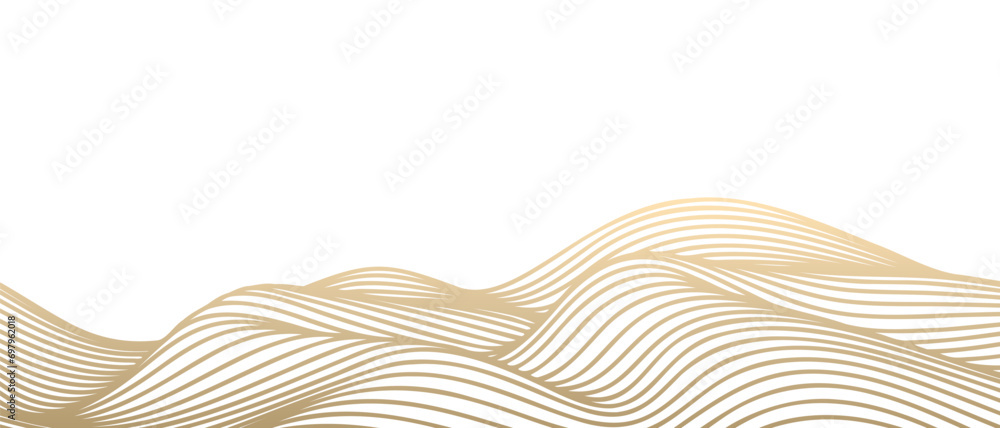 Aufkleber Vector abstract line art wavy flowing dynamic gold isolated on transparent background in concept luxury, wave, wind, ocean