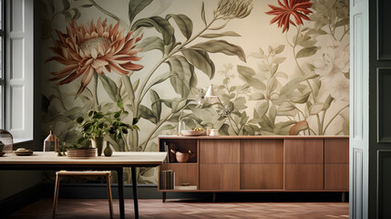 living room with flowers