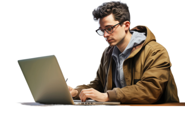 Coding the Future A Realistic Image of a Computer Programmer on White or PNG Transparent Background