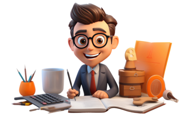 Balancing Books Realistic Portrait of an Accountant on White or PNG Transparent Background