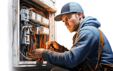 Expertise A Realistic Portrait of an Electrician on White or PNG Transparent Background