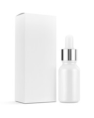blank packaging white serum bottle with white box for cosmetic or beauty product design mock-up