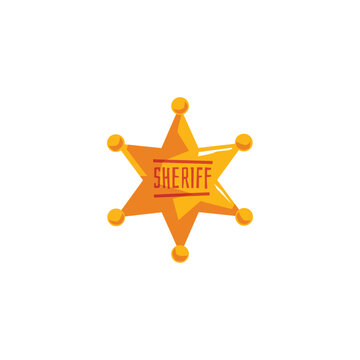 Sheriffs police star badge icon for wild west themes, flat vector isolated.