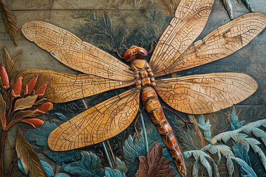 wall painting depicting a dragonfly