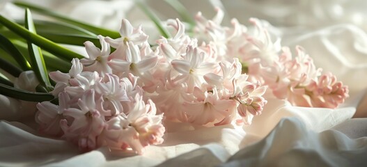 Soft and dreamy composition featuring a bundle of hyacinth flowers, ideal for wedding invitations or Mothers Day cards.