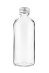 blank packaging transparent glass bottle for beverage or medicament product design mock-up