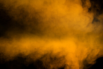Blue and yellow steam on a black background.