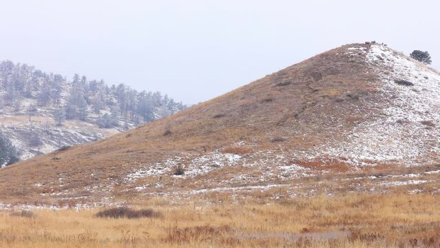 Boulder Colorado Mountain Landscape, Snowfall in December, Panorama Front Range