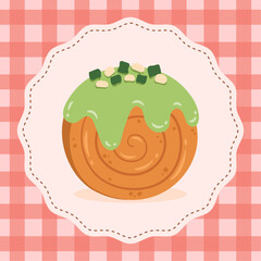 Delicious roll croissant or cromboloni with cream topping illustration 