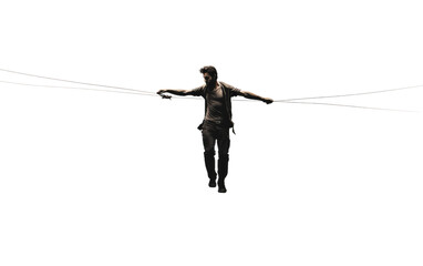 Dizzying Heights Tightrope Performances that Amaze on White or PNG Transparent Background - obrazy, fototapety, plakaty
