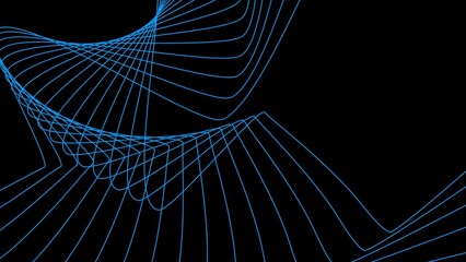 Abstract royal blue simple geometric lines rotation Illustration. Black background Illustration.