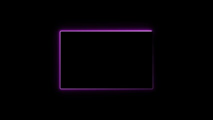 Magenta rectangle glowing neon frame Illustration. Black background 4k Illustration.