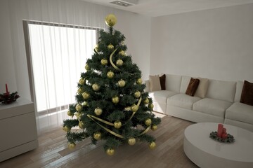 Modern interior design. 3D illustration