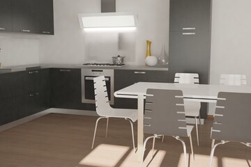 Modern interior design. 3D illustration