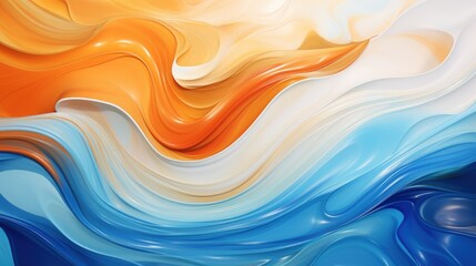 Abstract dynamic wave lines blue and orange color texture background. AI generated image