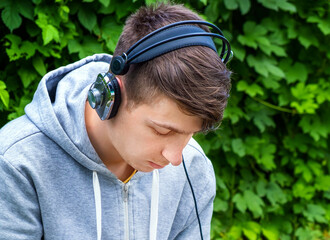 Sad Young Man in Headphones
