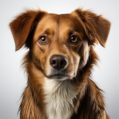Brown Mixed Breed Dog On White Background, Illustrations Images