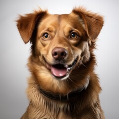 Brown Mixed Breed Dog On White Background, Illustrations Images