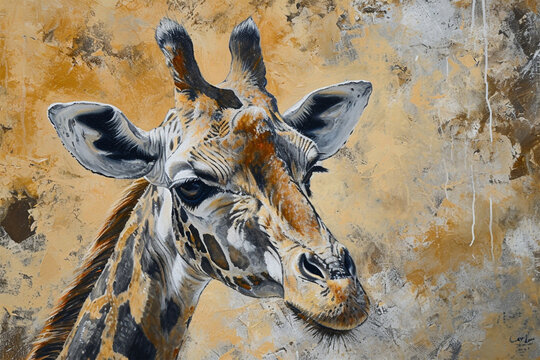 wall painting depicting a giraffe