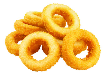 fried Onion ring, isolated on white background, full depth of field
