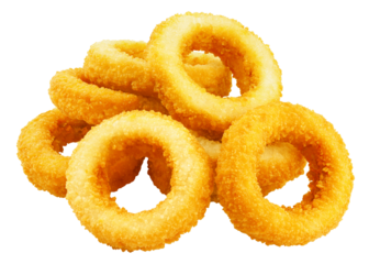 fried Onion ring, isolated on white background, full depth of field