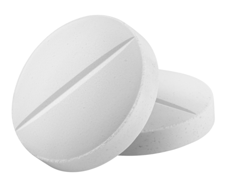 Pill isolated on white background, full depth of field