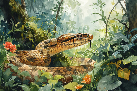 snake painting in the forest