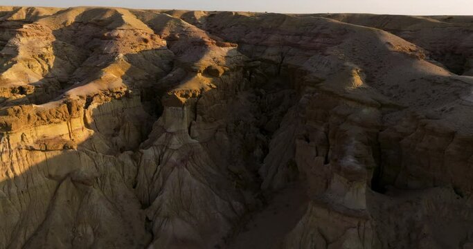 Canyons Tsagaan Suvarga At Sunset In Mongolia - Aerial Drone Shot