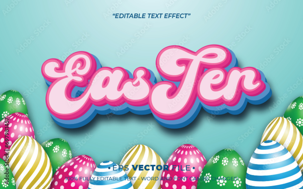 Poster easter text effect editable vector