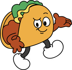 Groovy tacos character illustration