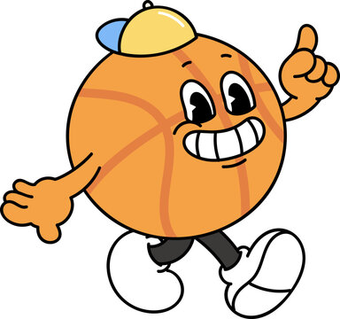 Groovy basketball character illustration