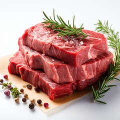 Fresh Raw Beef Steak On White Background, Illustrations Images