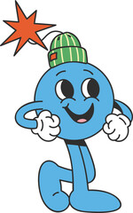 Groovy bomb character illustration