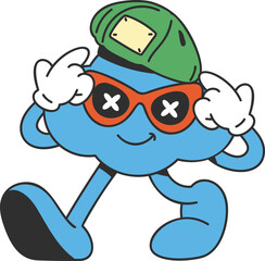 Groovy cloud character illustration