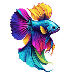 Betta fish multi color design illustration on a transparent background