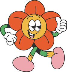 Groovy flower character illustration