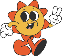 Groovy sun character illustration