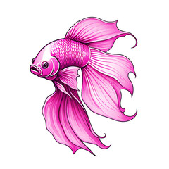 Fototapeta premium Betta fish pink color design illustration on a transparent background